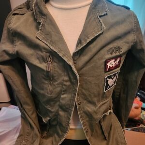 Women's Hard Rock Laura Be Army Jacket W Patches
